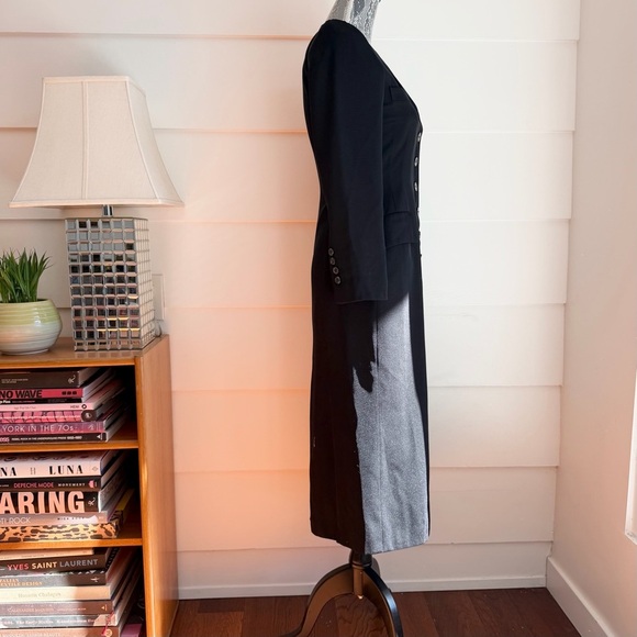 Vintage Harvé Bernard Black Tailored Coat Duster Petite size 2 - Picture 3 of 7